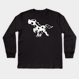 Black and White Paint Pinto Horse Kids Long Sleeve T-Shirt